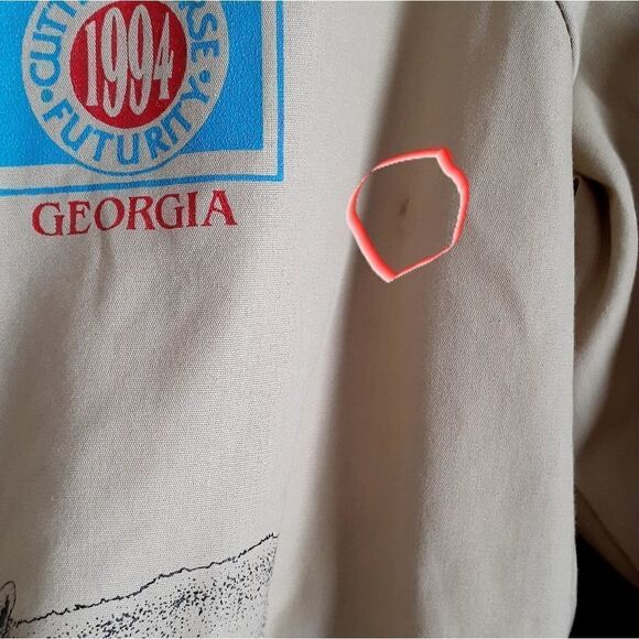 Vintage 1994 Cutting Horse Futurity Augusta Ga Bomber Style Jacket Sìze L Tan - Picture 10 of 10